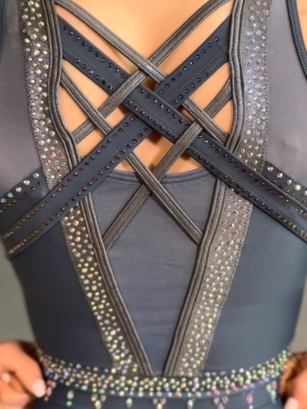 CRISSCROSS LIBERTY RHINESTONE LEOTARD